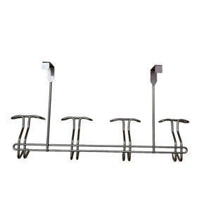 4 T Hooks In One  Over Door Hanger Bag Coats Purse Hanger 4X2 Black Satin Nickel